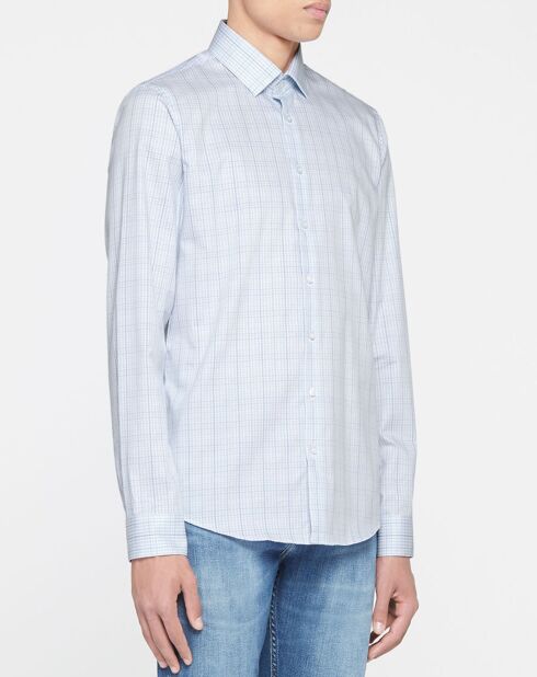 Chemise slim à carreaux fenêtre bleu/blanc